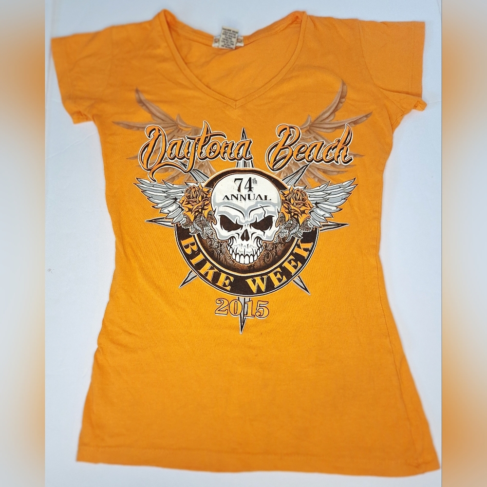 Rare 2015 Daytona Beach Bike Week Women's Tee - 74th Annual  "Classy" Brand - S